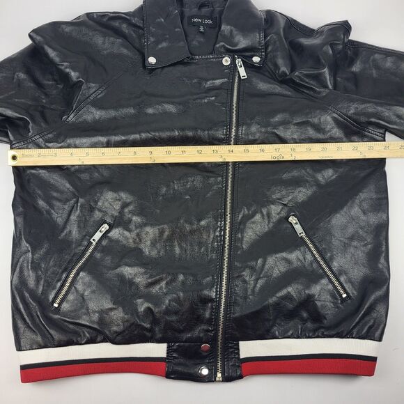 New Look Women's Black Faux Leather Jacket Coat Size 1X - Picture 8 of 14